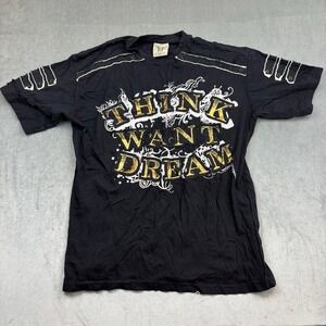 Black Label Think Want Dream Graphic T Shirt Y2K Mens Size 3XL